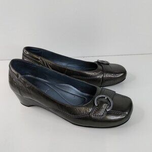 Josef Seibel Mary Green Patent Leather Wedge Pumps Size 40